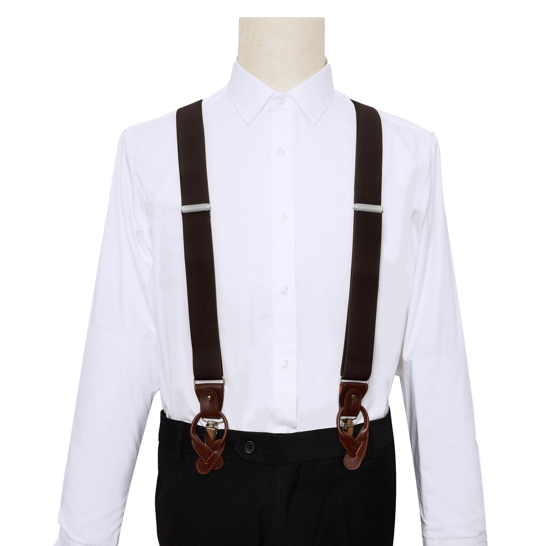 Wedding Elastic Solid Suspenders - Espresso