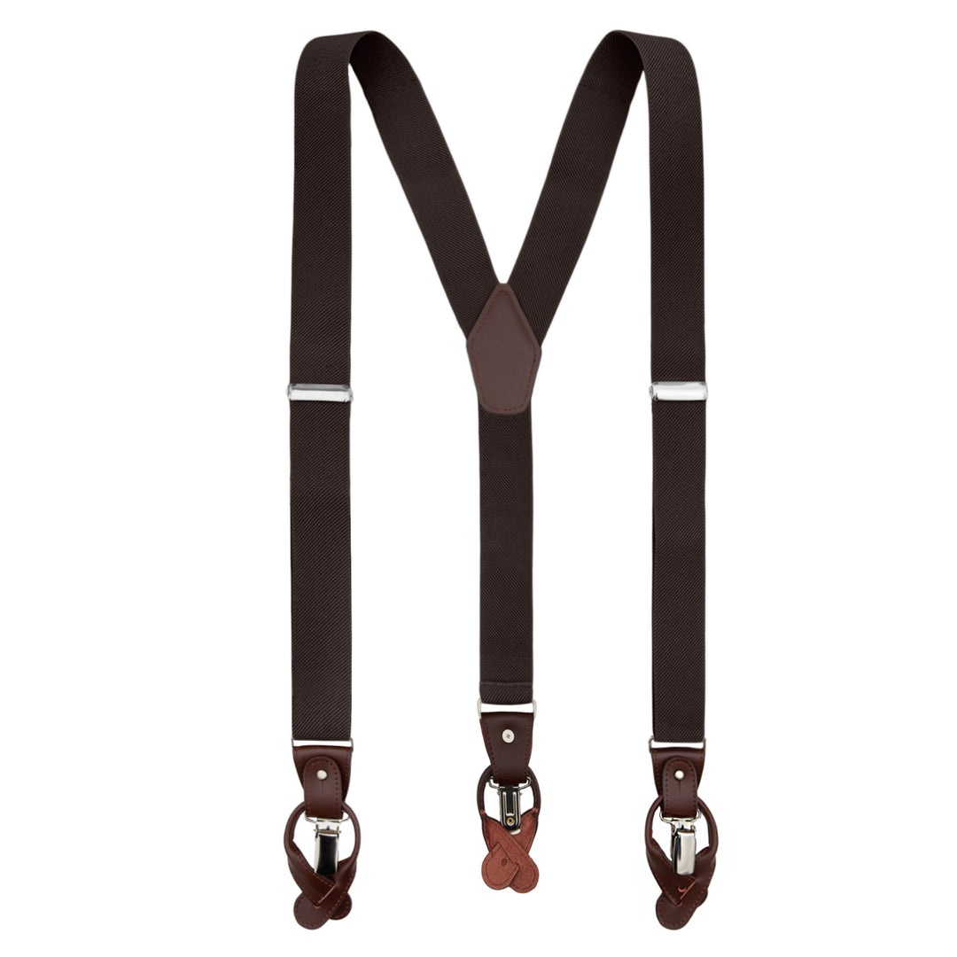 Wedding Elastic Solid Suspenders - Espresso