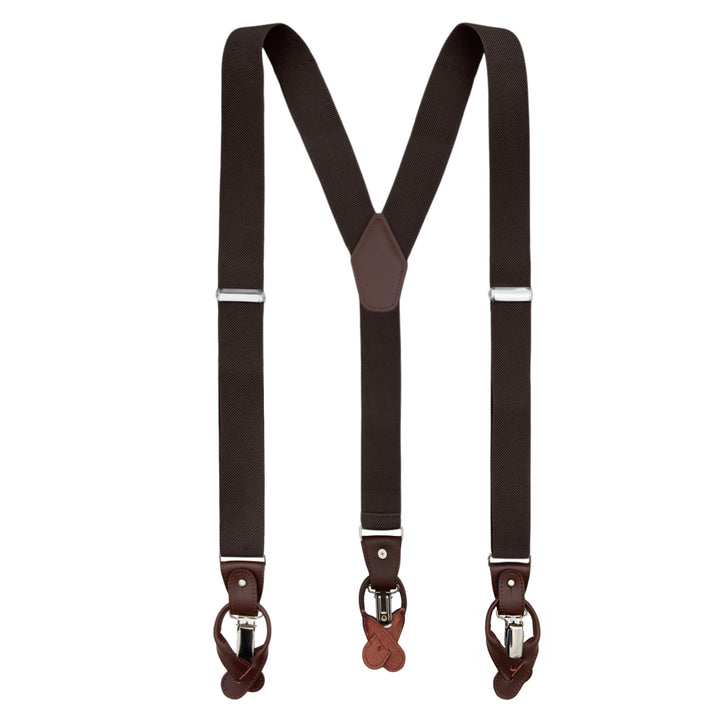 Wedding Elastic Solid Suspenders - Espresso