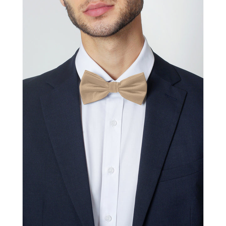 Silk Blend Solid Banded Bow Tie - Royal Gold
