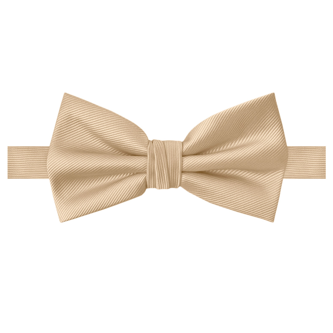 Wedding Silk Blend Solid Banded Bow Tie - Royal Gold