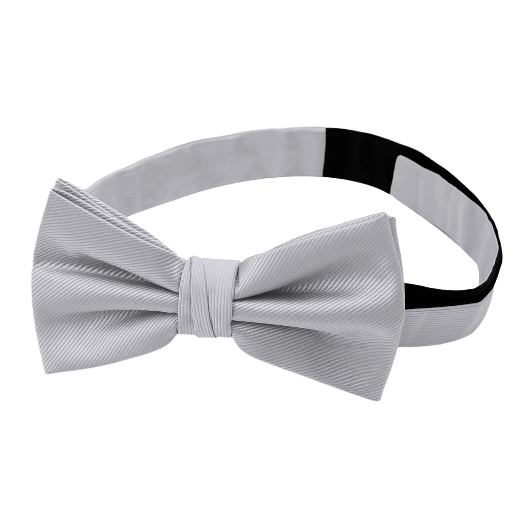 Silk Blend Solid Banded Bow Tie - Pewter Gray
