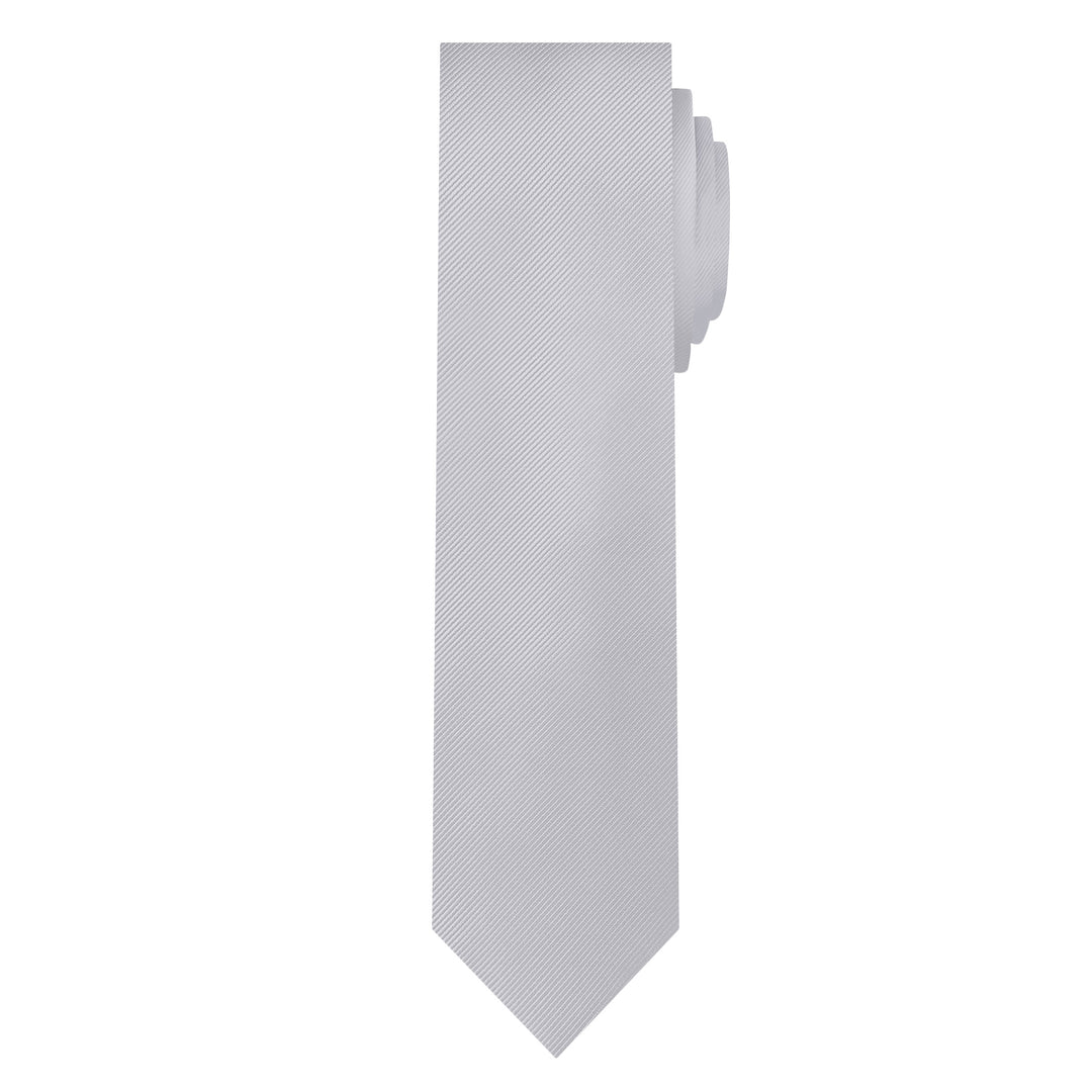 Silk Blend Solid Slim Tie - Pewter Gray
