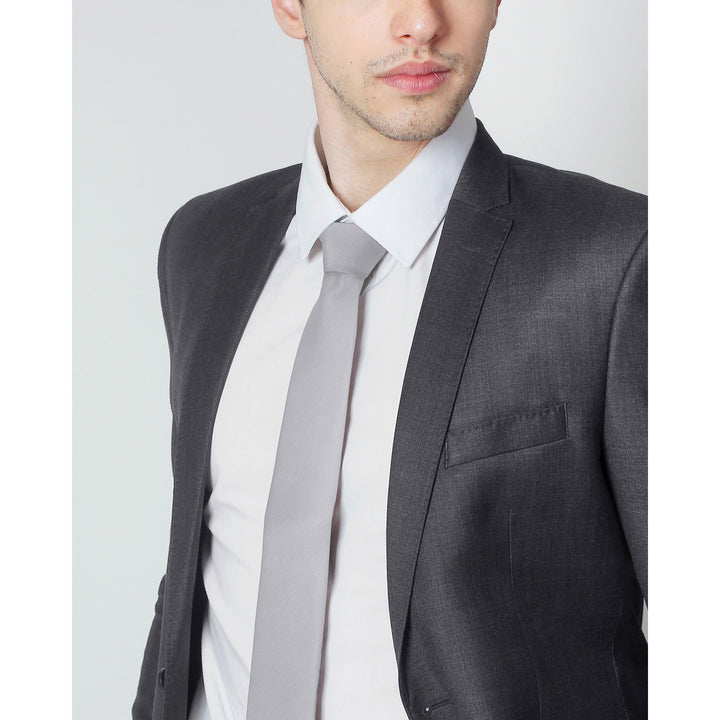 Silk Blend Solid Slim Tie - Pewter Gray
