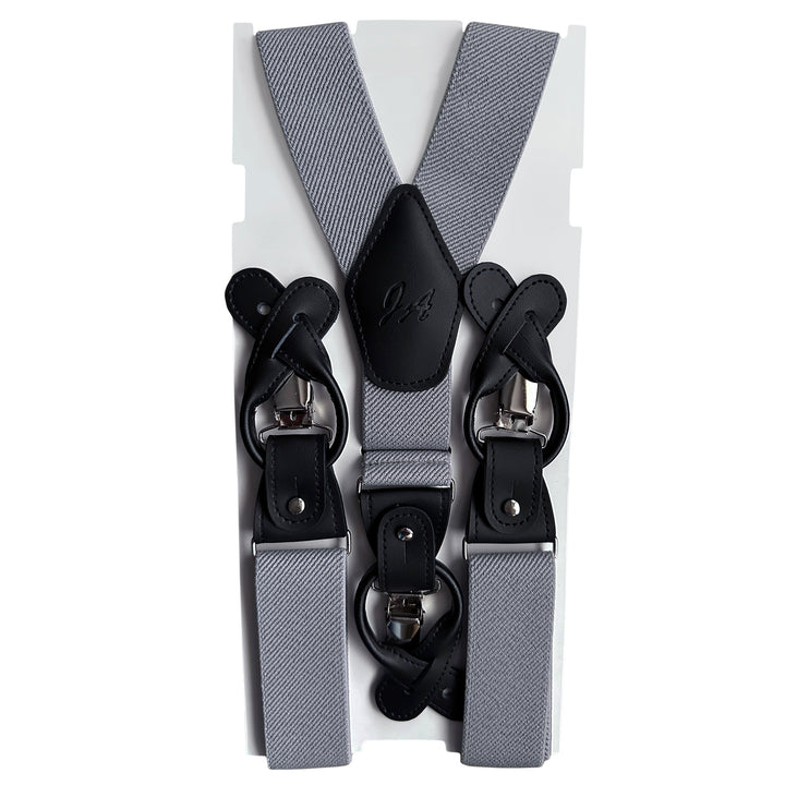 Elastic Solid Suspenders - Pewter Gray