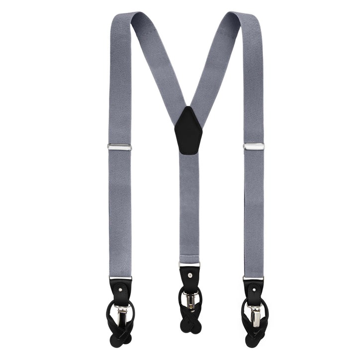 Elastic Solid Suspenders - Pewter Gray