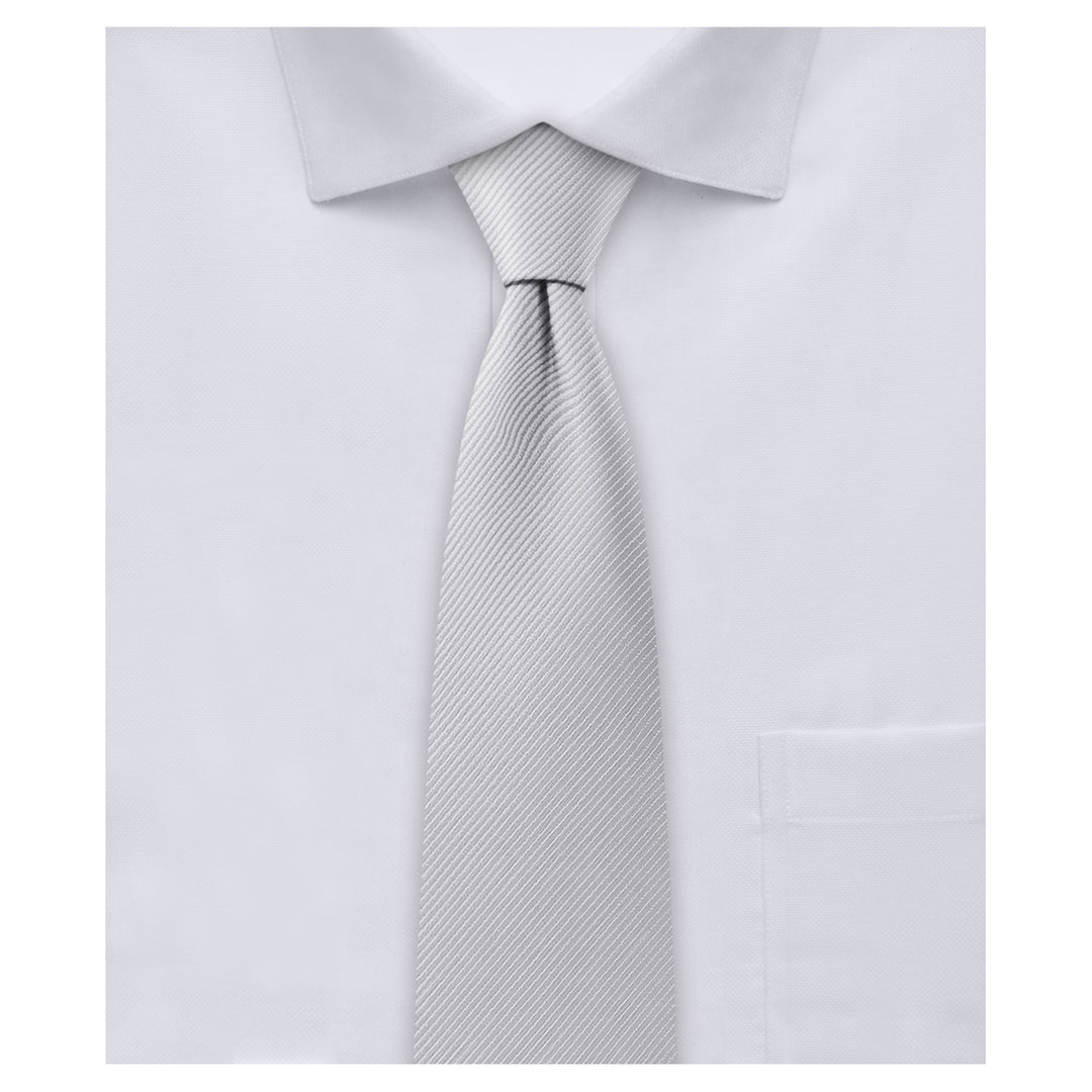 Silk Blend Solid Slim Tie - Pewter Gray