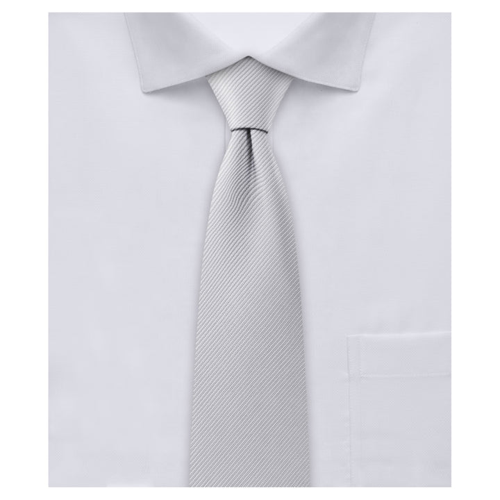 Silk Blend Solid Slim Tie - Pewter Gray