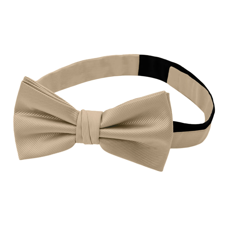 Silk Blend Solid Banded Bow Tie - Biscotti