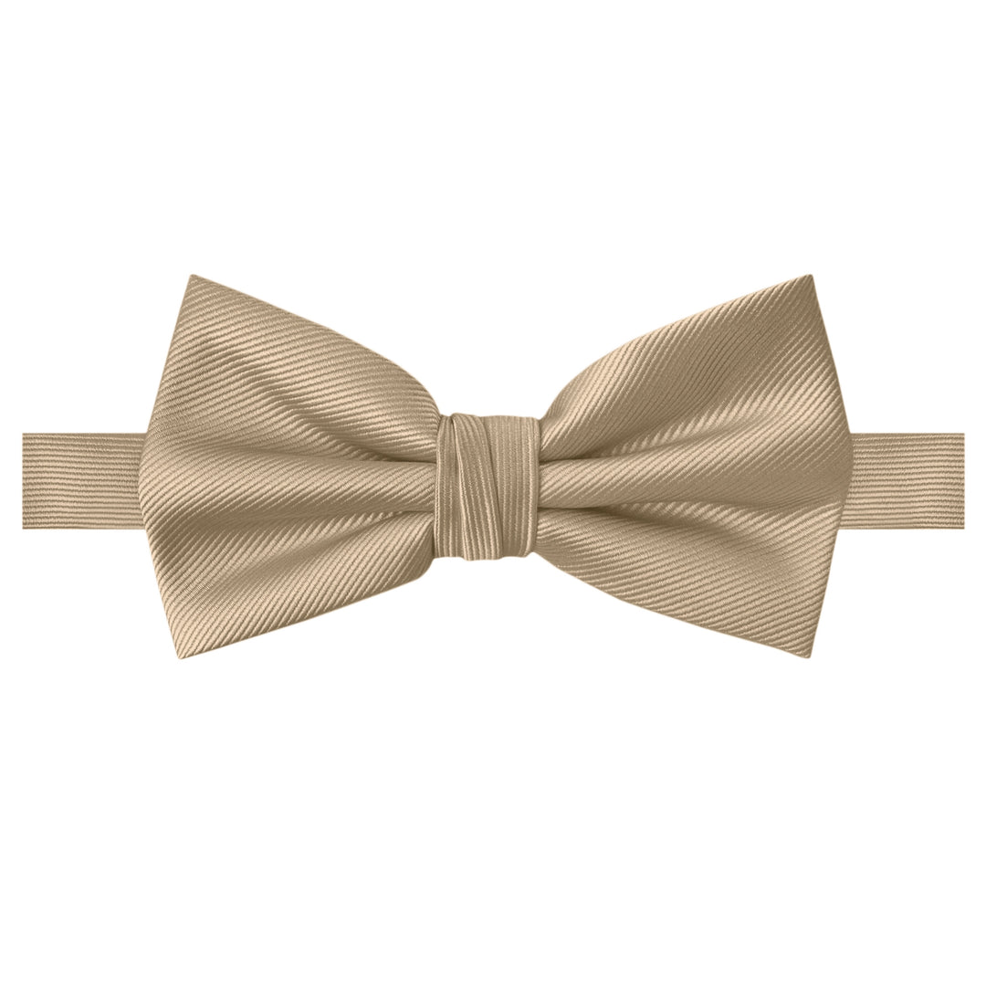 Silk Blend Solid Banded Bow Tie - Biscotti