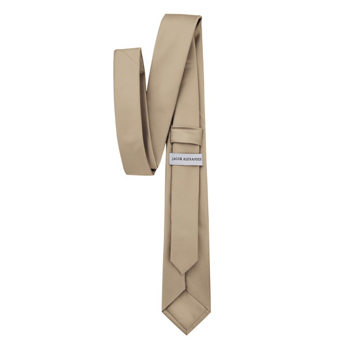 Silk Blend Solid Slim Tie - Biscotti