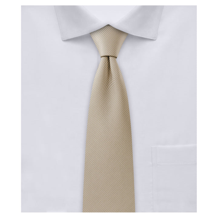 Silk Blend Solid Slim Tie - Biscotti