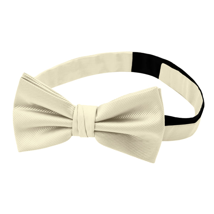 Silk Blend Solid Banded Bow Tie - Mod White
