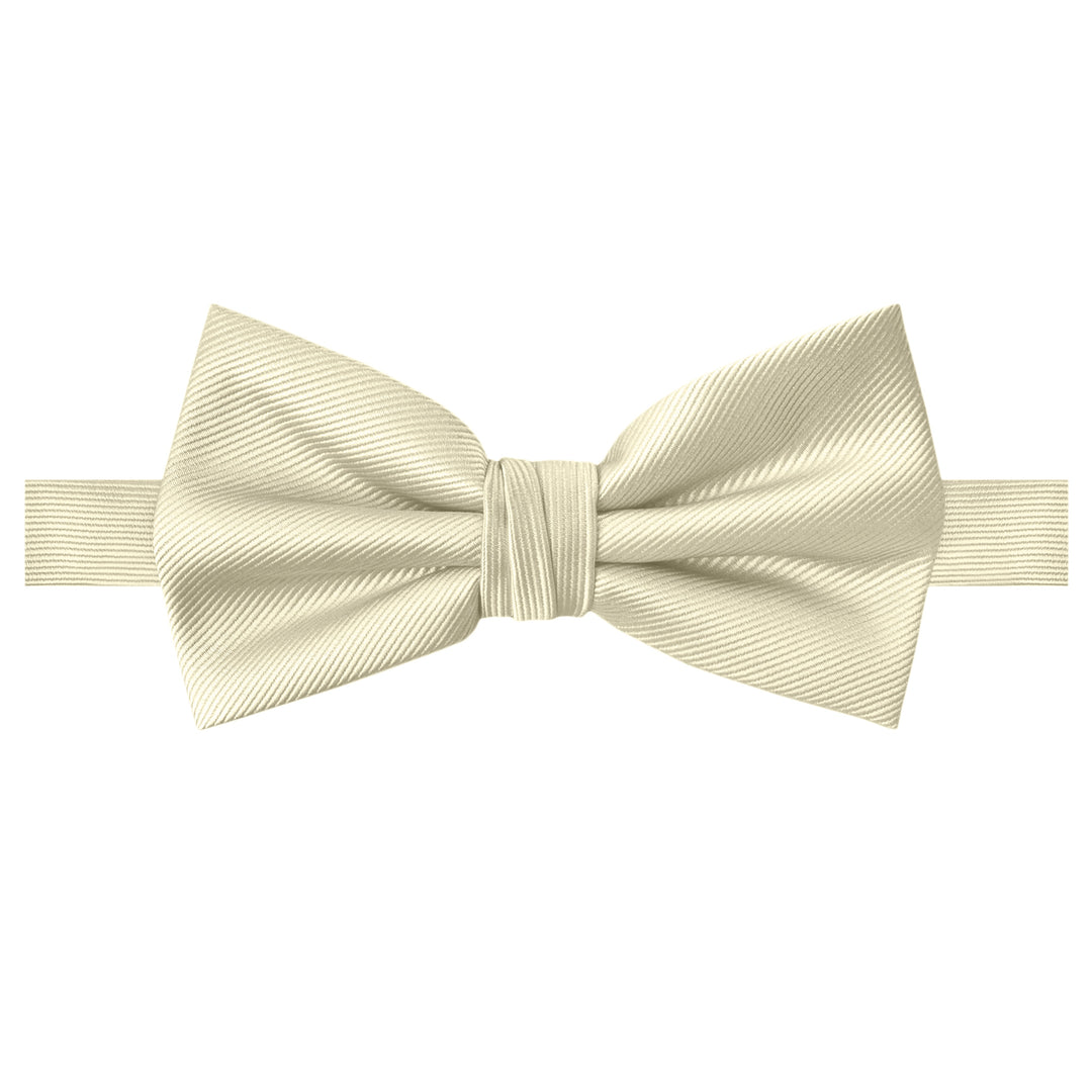 Wedding Silk Blend Solid Banded Bow Tie - Mod White