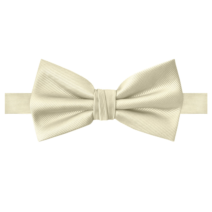 Silk Blend Solid Banded Bow Tie - Mod White