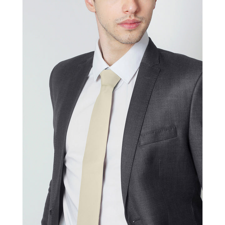 Silk Blend Solid Slim Tie - Mod White
