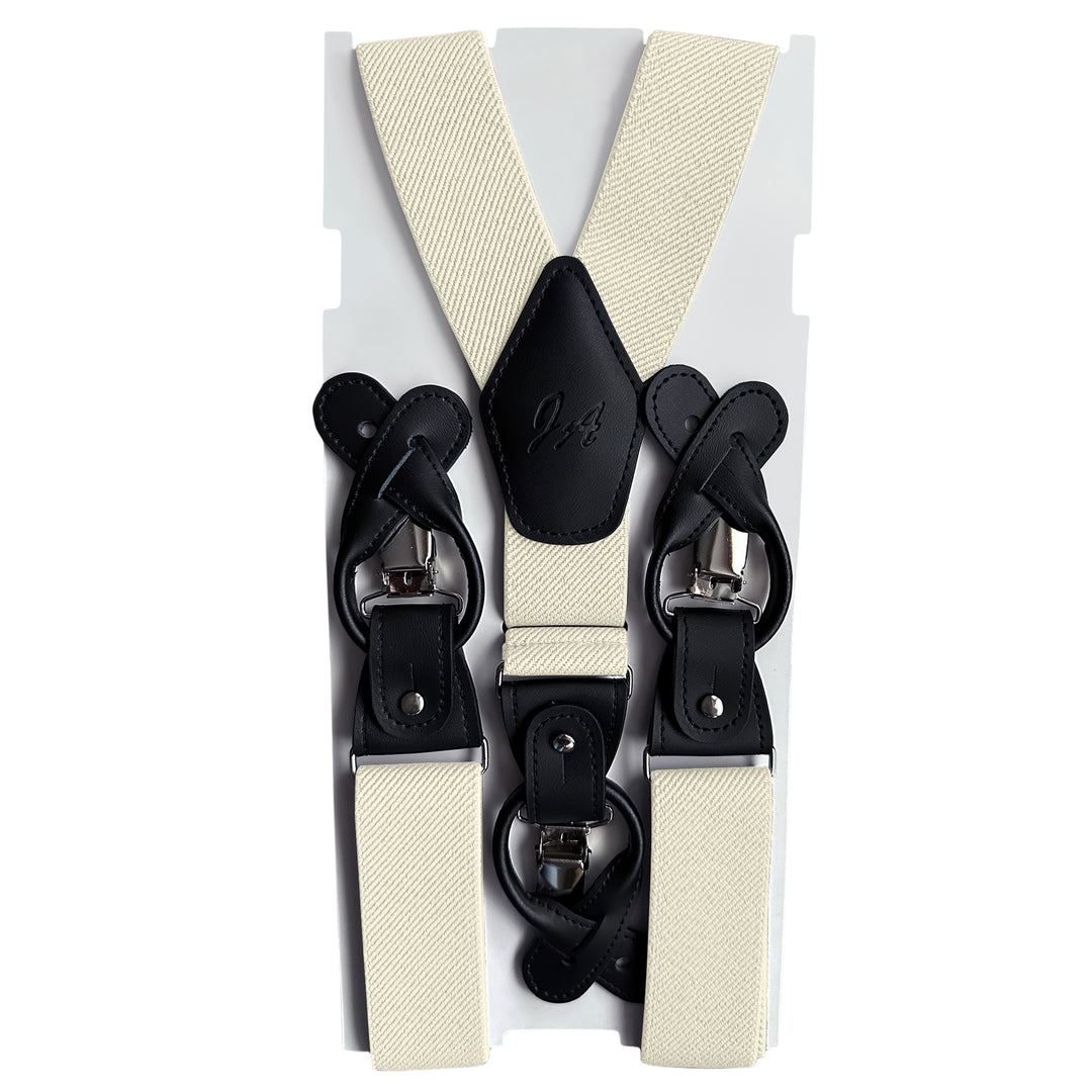 Elastic Solid Suspenders - Mod White