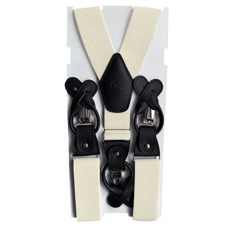 Elastic Solid Suspenders - Mod White