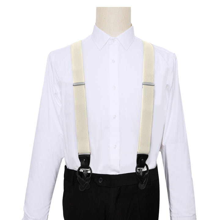 Wedding Elastic Solid Suspenders - Mod White