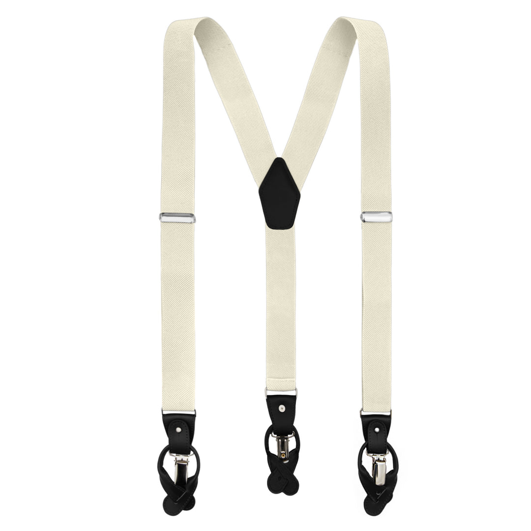 Wedding Elastic Solid Suspenders - Mod White
