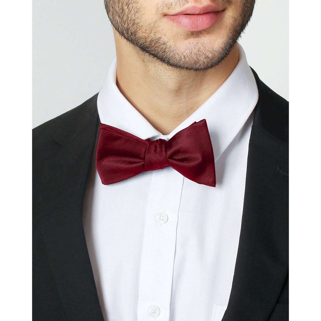 Silk Blend Solid Self-Tie Bow Tie - Red Velvet