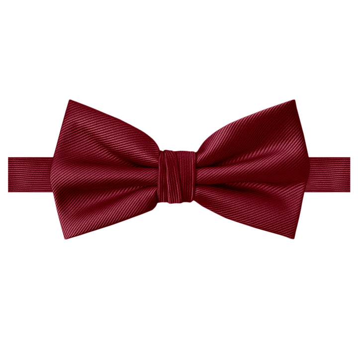 Silk Blend Solid Banded Bow Tie - Red Velvet