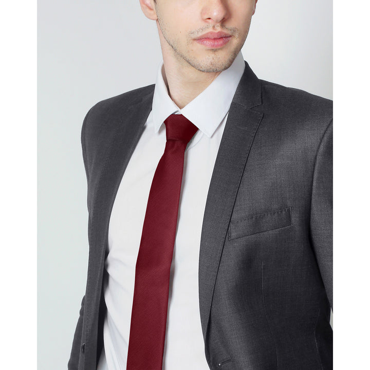 Silk Blend Solid Slim Tie - Red Velvet