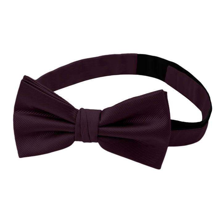 Silk Blend Solid Banded Bow Tie - Bordeaux