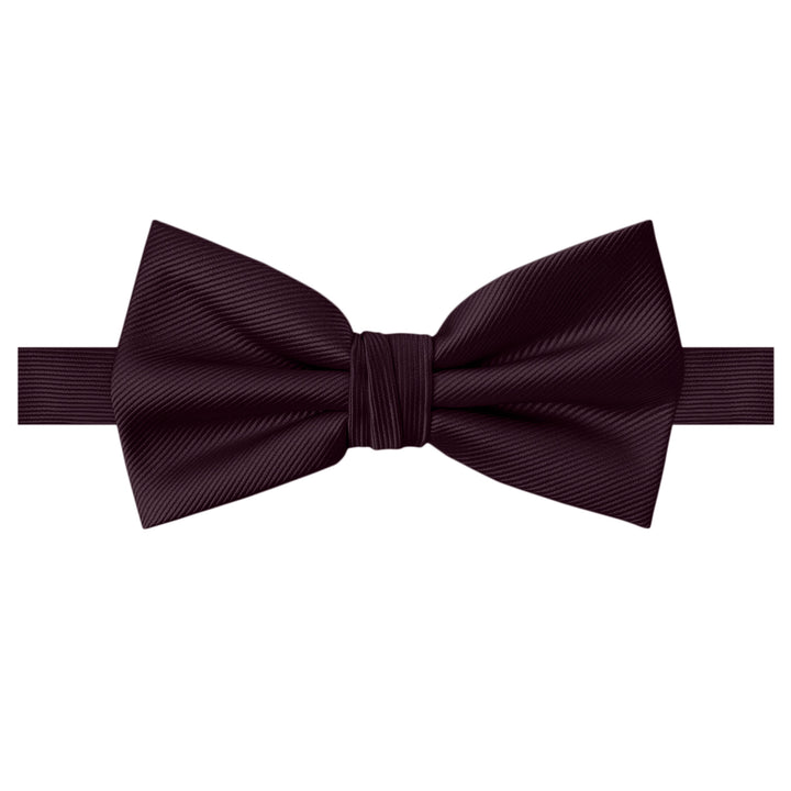 Silk Blend Solid Banded Bow Tie - Bordeaux