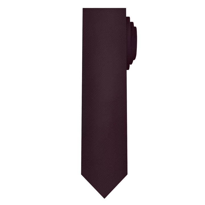 Silk Blend Solid Slim Tie - Bordeaux
