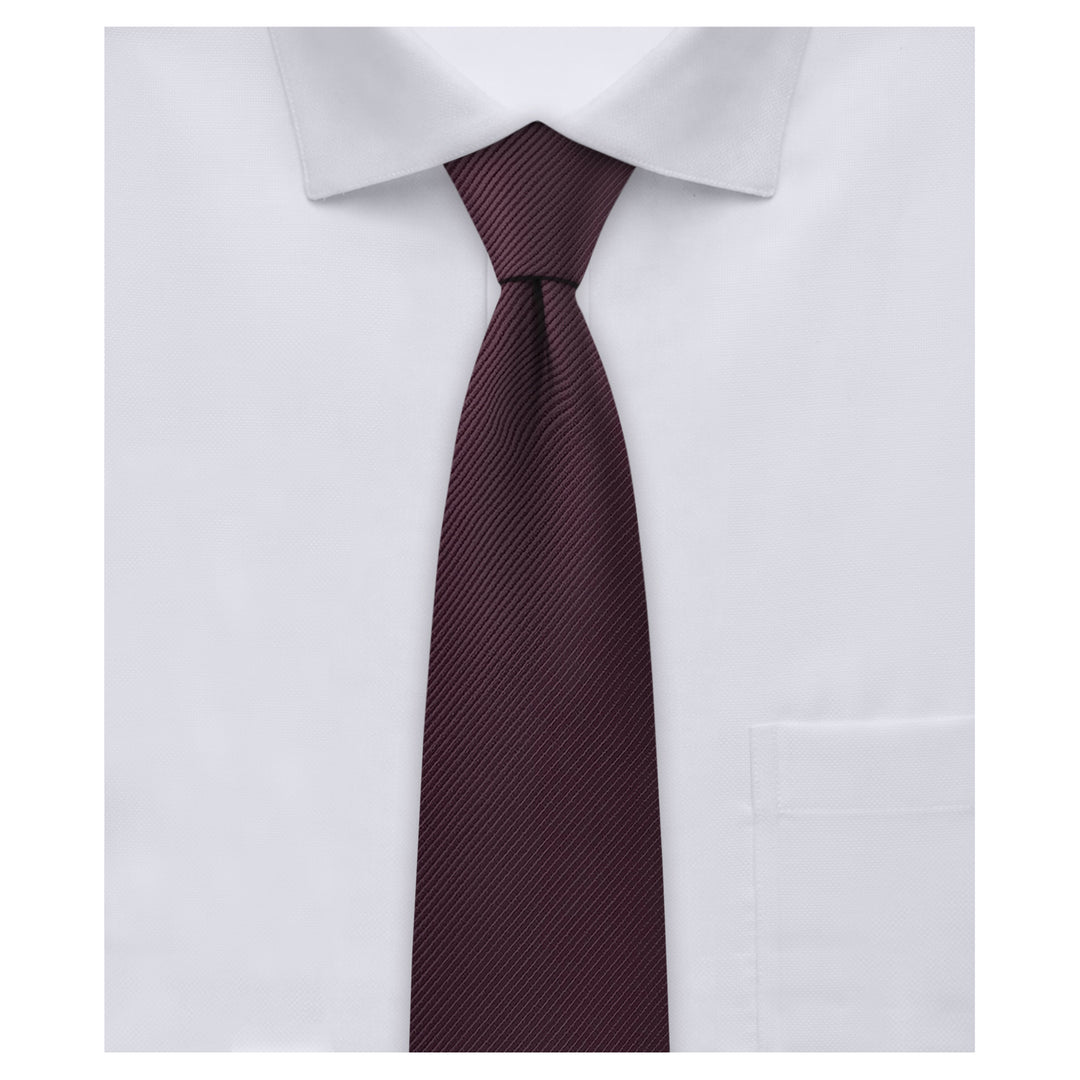 Silk Blend Solid Slim Tie - Bordeaux