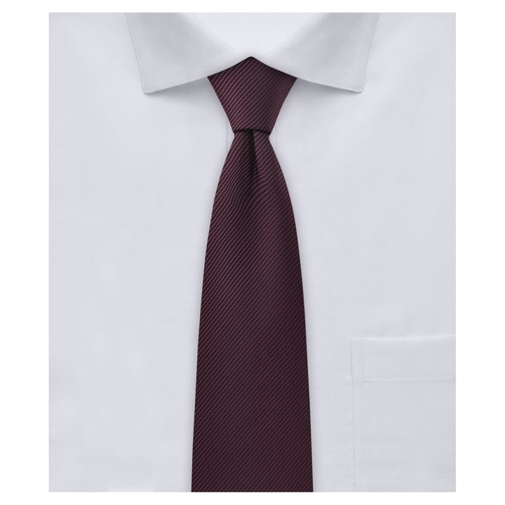 Silk Blend Solid Slim Tie - Bordeaux
