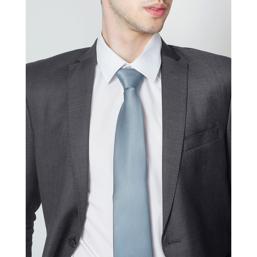 Silk Blend Solid Tie - Dusty Blue