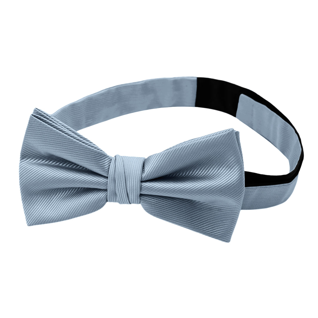 Silk Blend Solid Banded Bow Tie - Dusty Blue