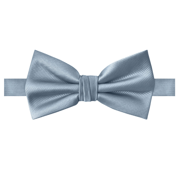 Silk Blend Solid Banded Bow Tie - Dusty Blue