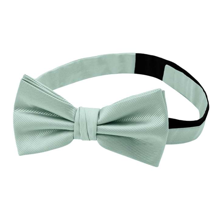 Silk Blend Solid Banded Bow Tie - Sage Mist