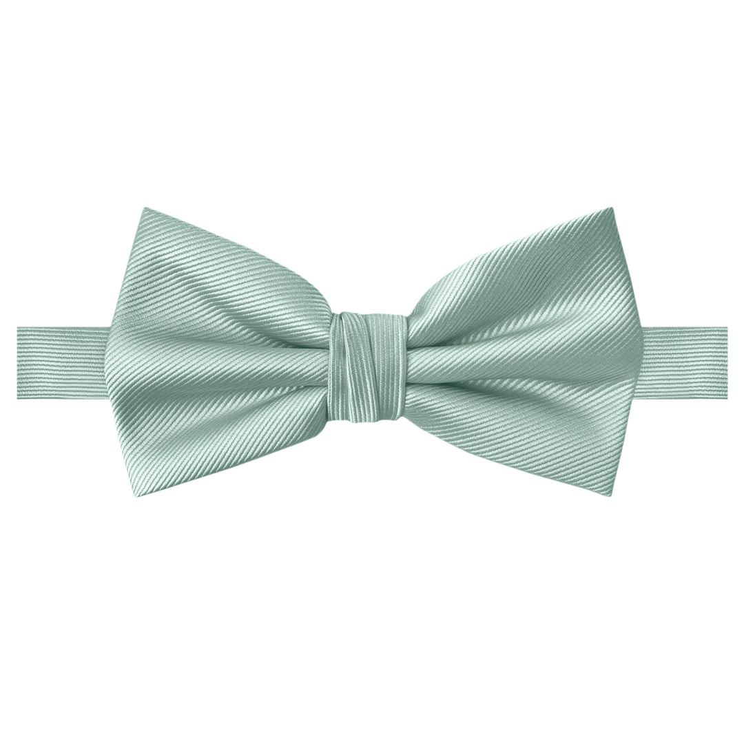 Silk Blend Solid Banded Bow Tie - Sage Mist