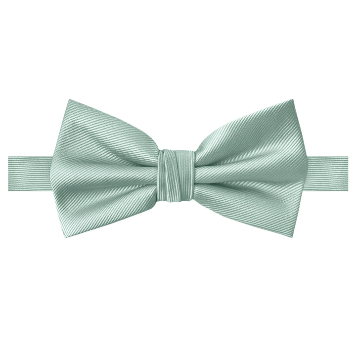 Silk Blend Solid Banded Bow Tie - Sage Mist