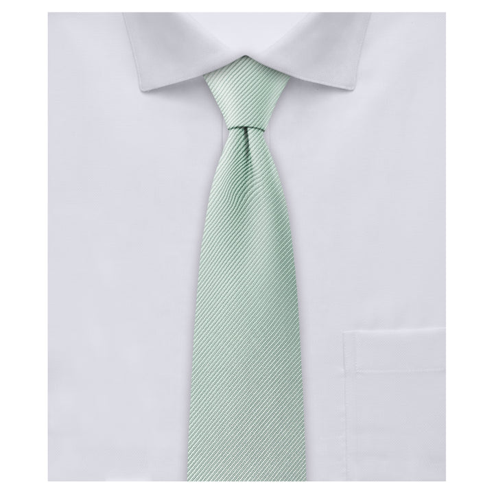 Silk Blend Solid Slim Tie - Sage Mist
