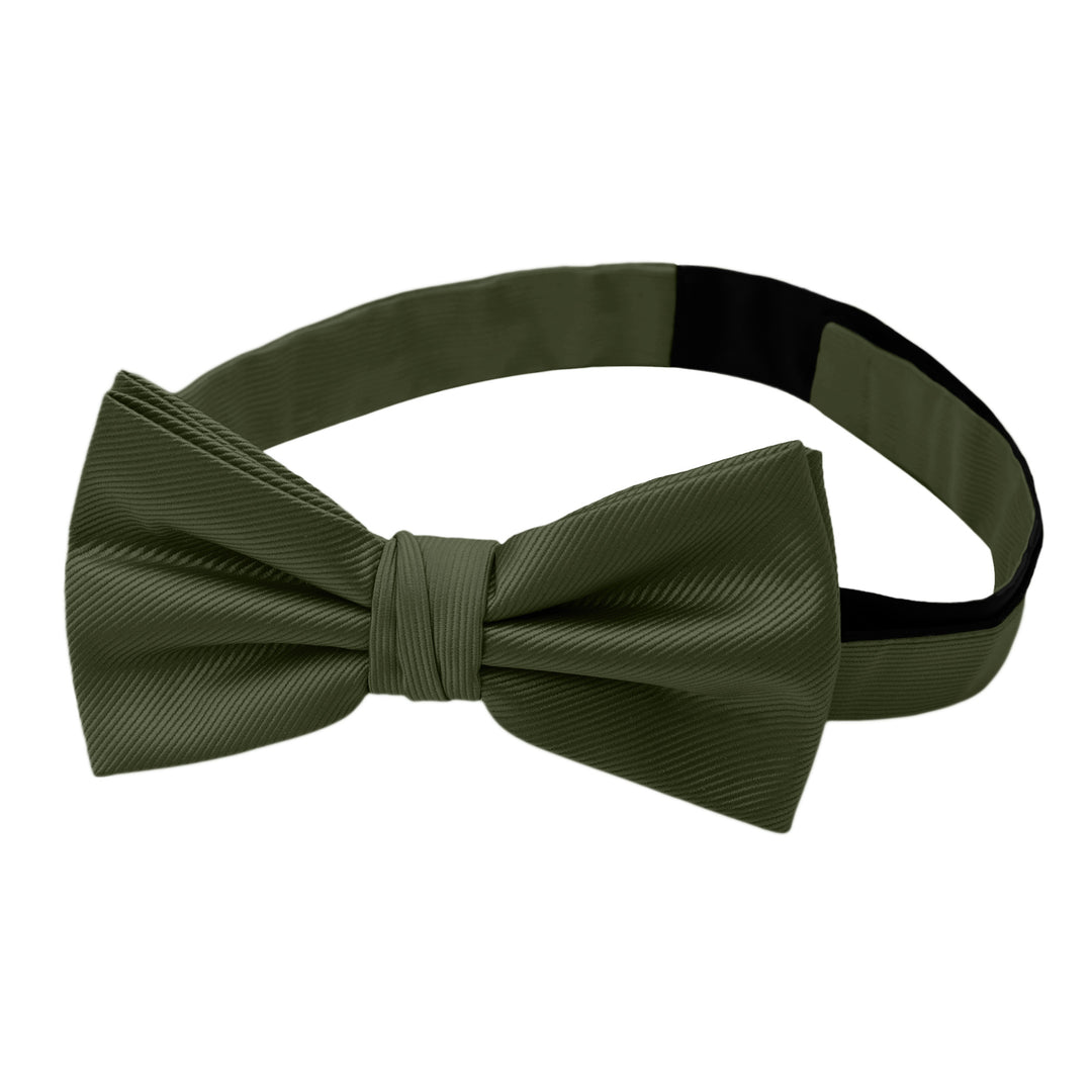 Silk Blend Solid Banded Bow Tie - Martini Olive