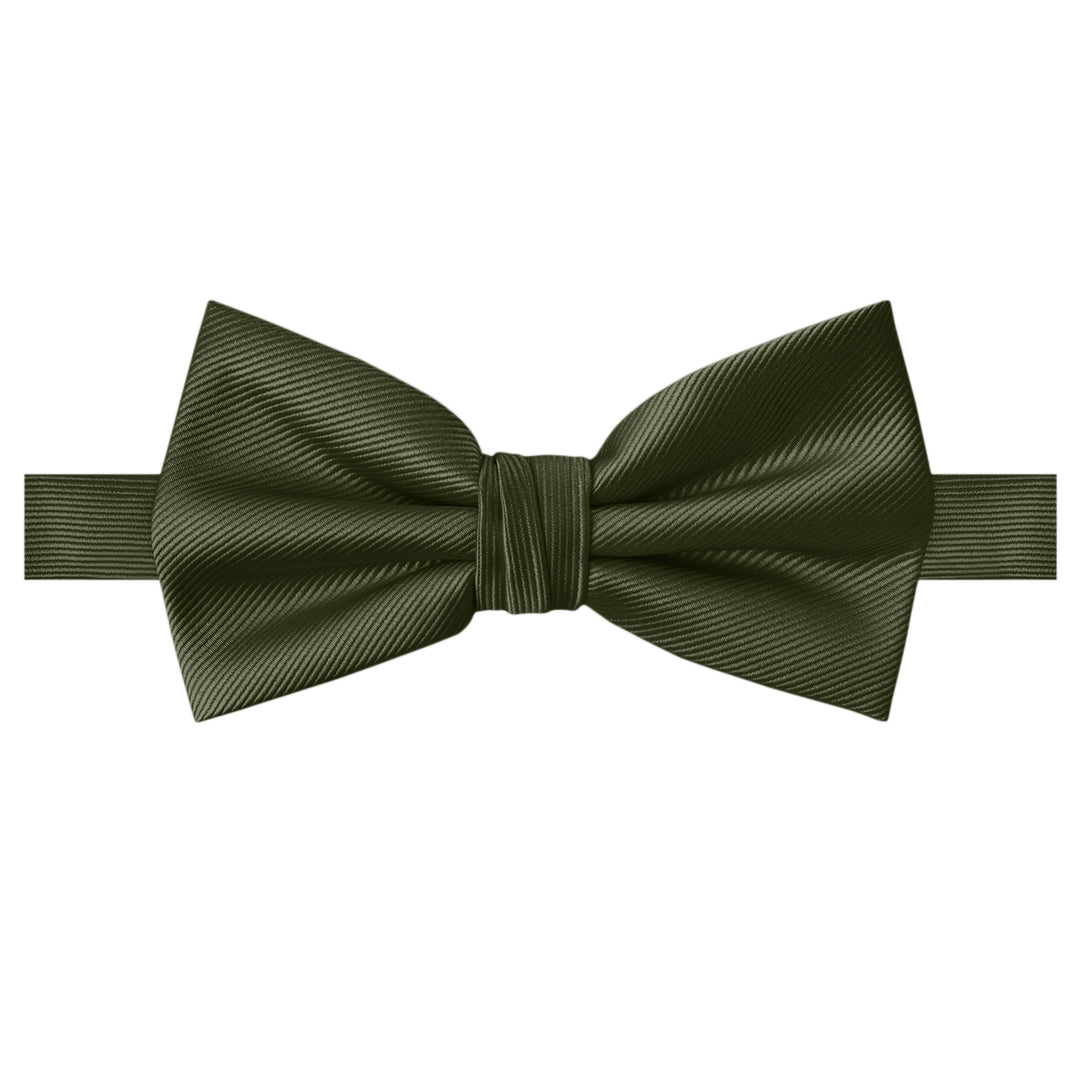 Silk Blend Solid Banded Bow Tie - Martini Olive