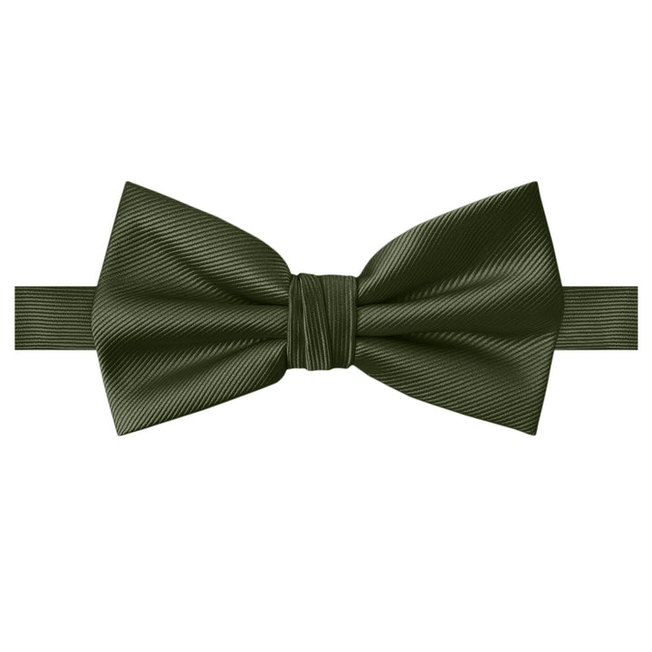 Silk Blend Solid Banded Bow Tie - Martini Olive