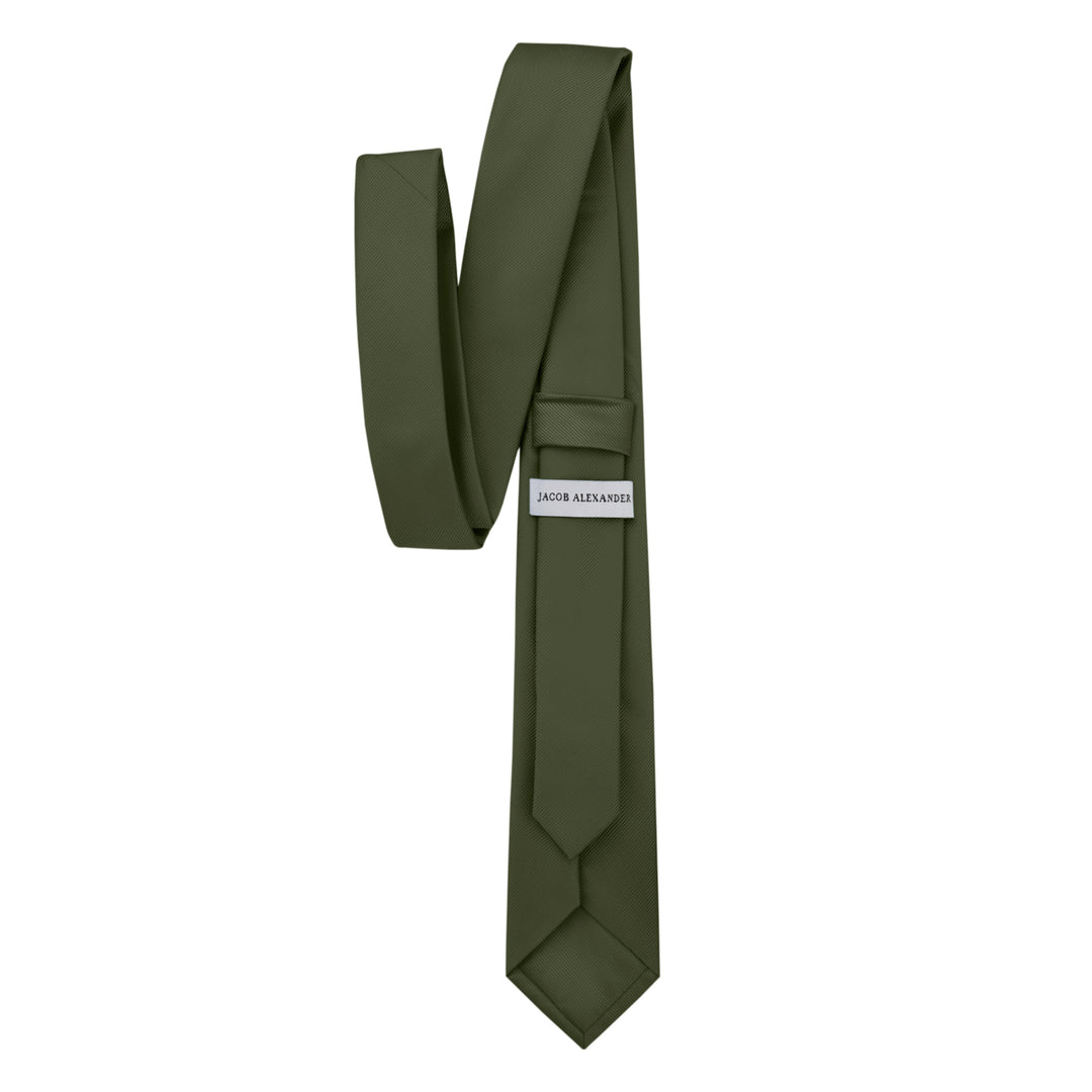 Silk Blend Solid Slim Tie - Martini Olive