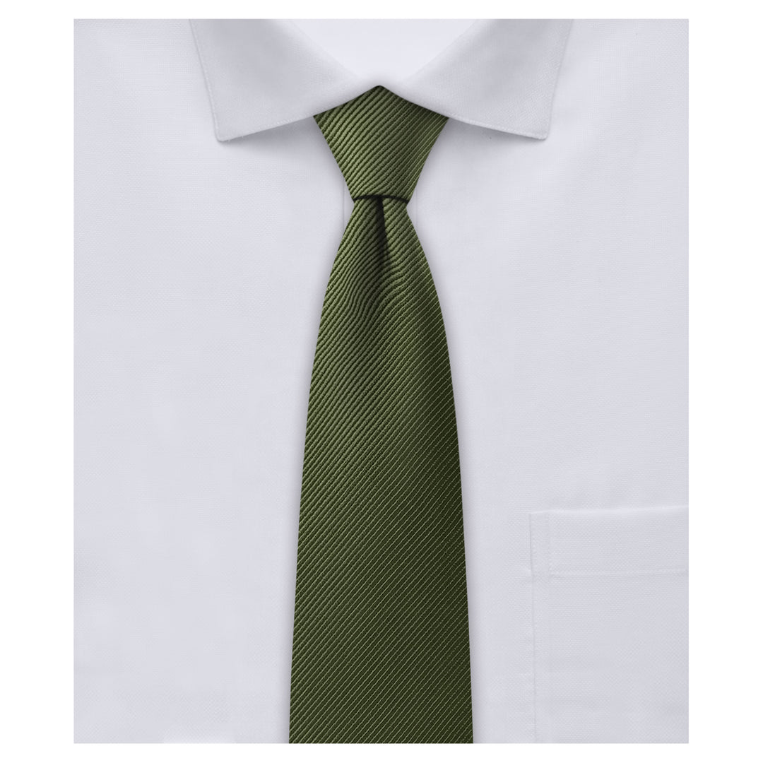 Silk Blend Solid Slim Tie - Martini Olive
