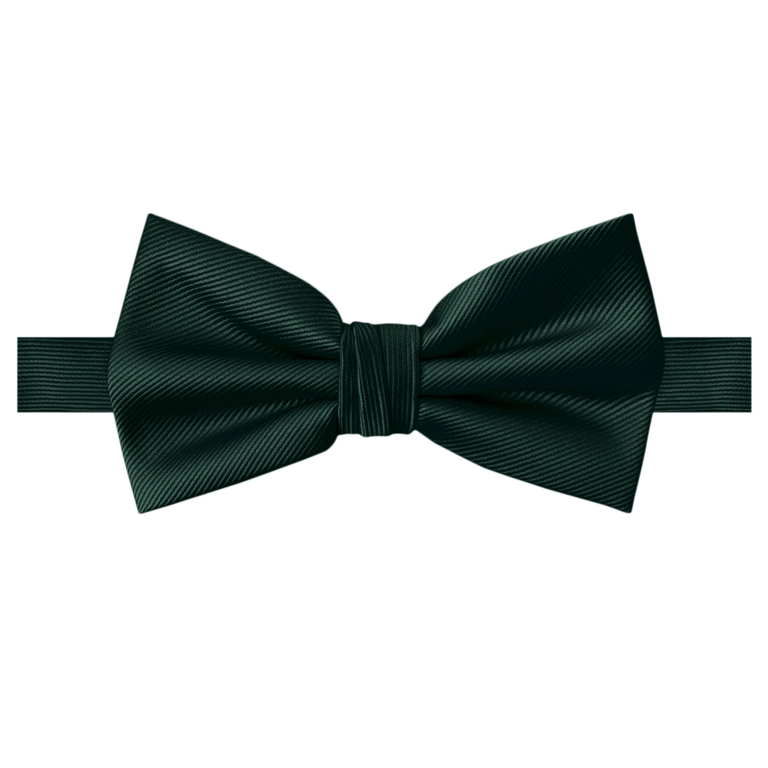 Silk Blend Solid Banded Bow Tie - Emerald Green