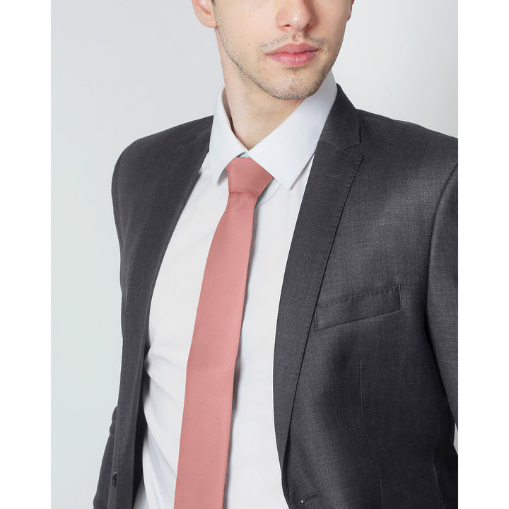 Silk Blend Solid Slim Tie - Warm Pink
