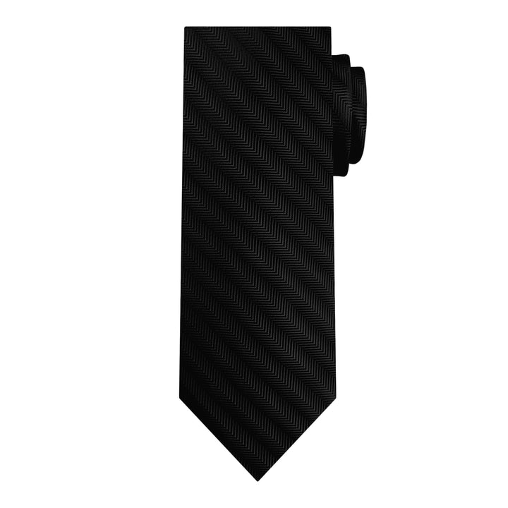 Silk Blend Chevron Tie - Black