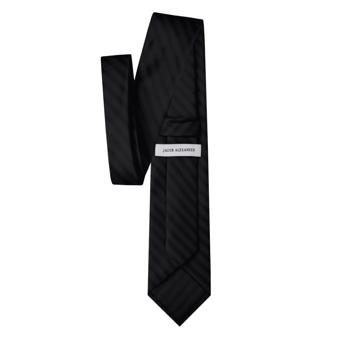 Silk Blend Chevron Tie - Black
