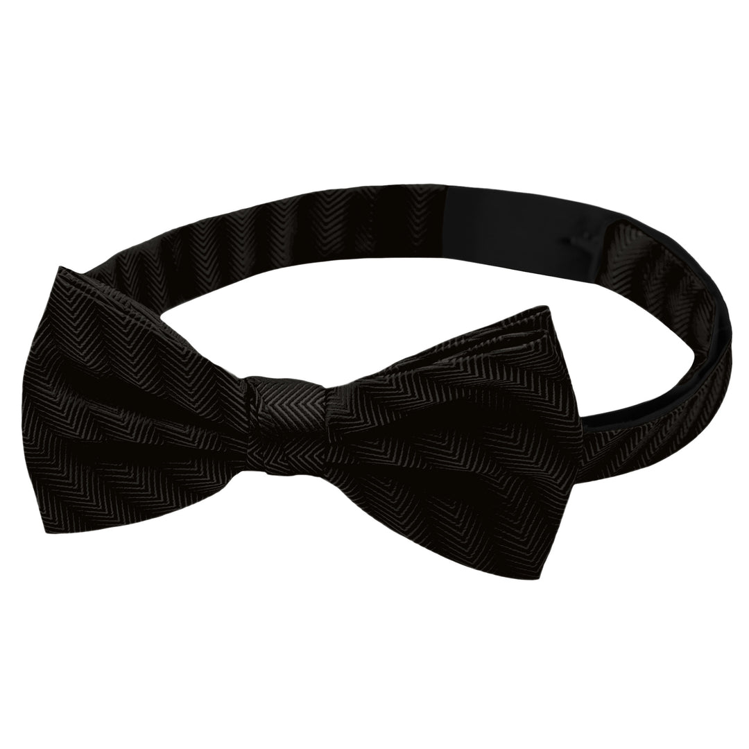 Silk Blend Chevron Banded Bow Tie - Black