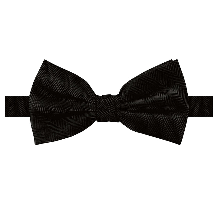 Silk Blend Chevron Banded Bow Tie - Black